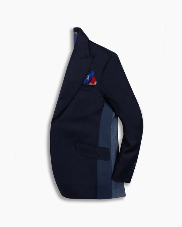 Navy Triple Contrast Wool & Cashmere Blazer