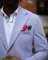 Blue Anderson Hand-Rolled Printed Silk Pocket Square