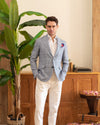 Blue Check Wool-Silk-Linen Blazer