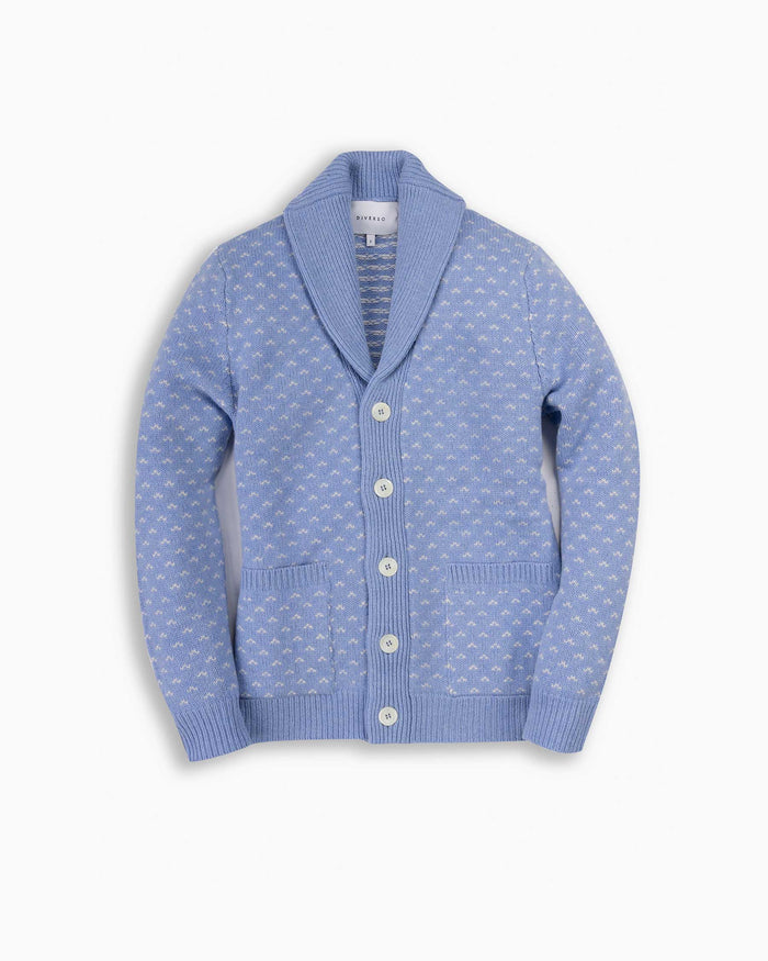 Sky Blue Lambswool Knitted Shawl