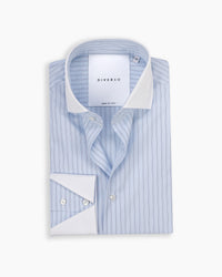 Sky Pencil Stripe Contrast Veil Shirt