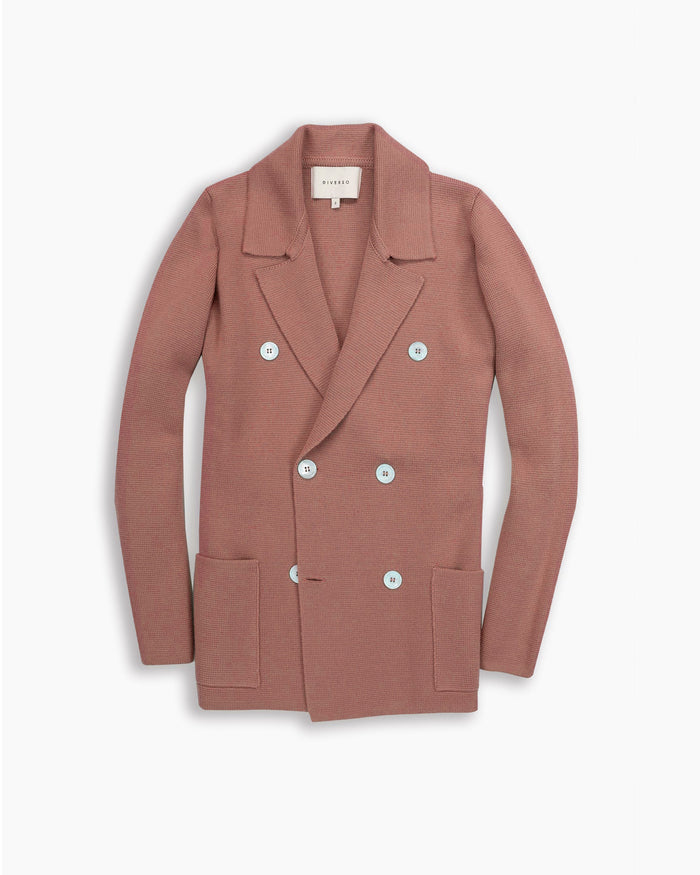 Dusty Pink Knitted Merino Blazer