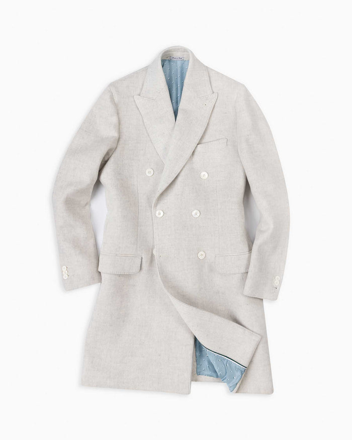 Pearl Grey Wool & Cashmere Double Breasted Coat