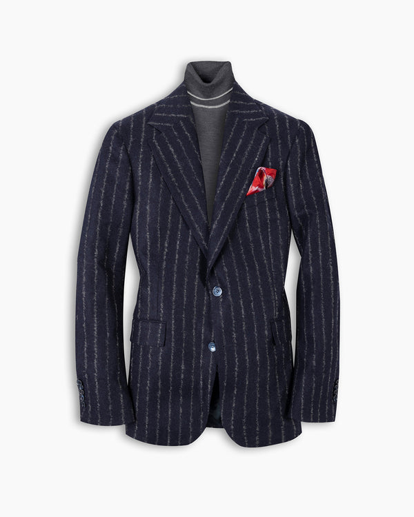 Navy Chalk Stripe Wide Notch Blazer