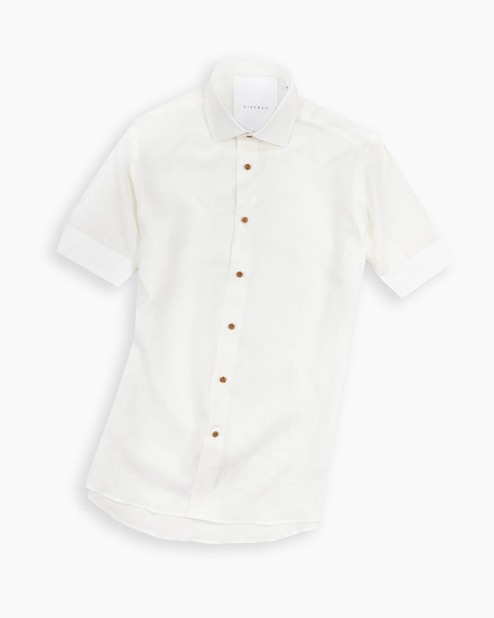 White Linen Short Sleeve Shirt
