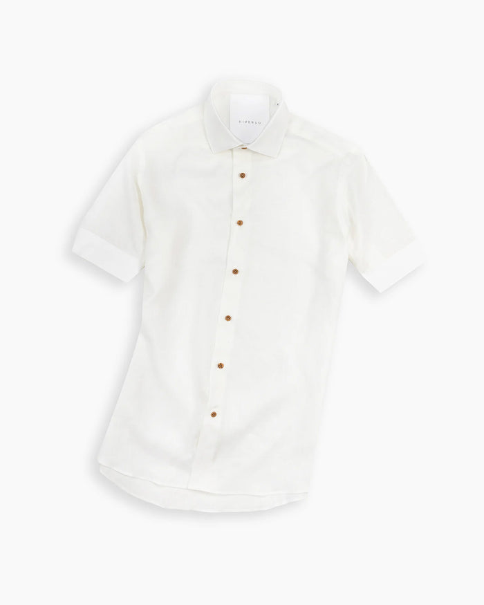 White Linen Short Sleeve Shirt