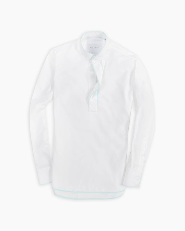 White Oxford Piping Popover Shirt