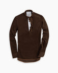 Tan Needlecord Piping Popover Shirt
