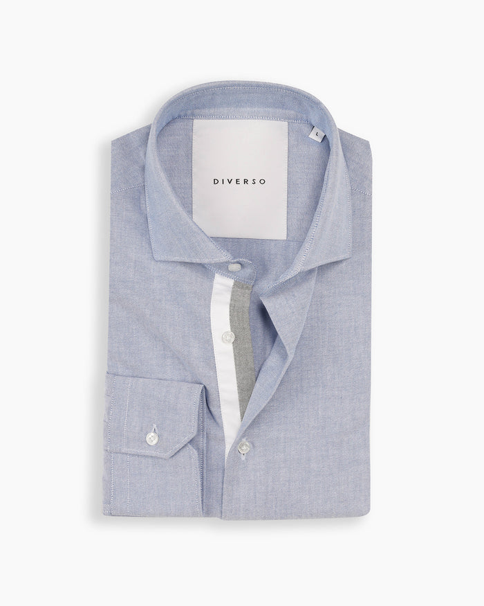 Mid Blue Oxford Twin Trim Shirt