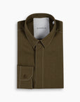 Olive Silk-Stitch Linen Shirt