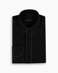Black Silk-Stitch Linen Shirt