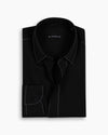 Black Silk-Stitch Linen Shirt