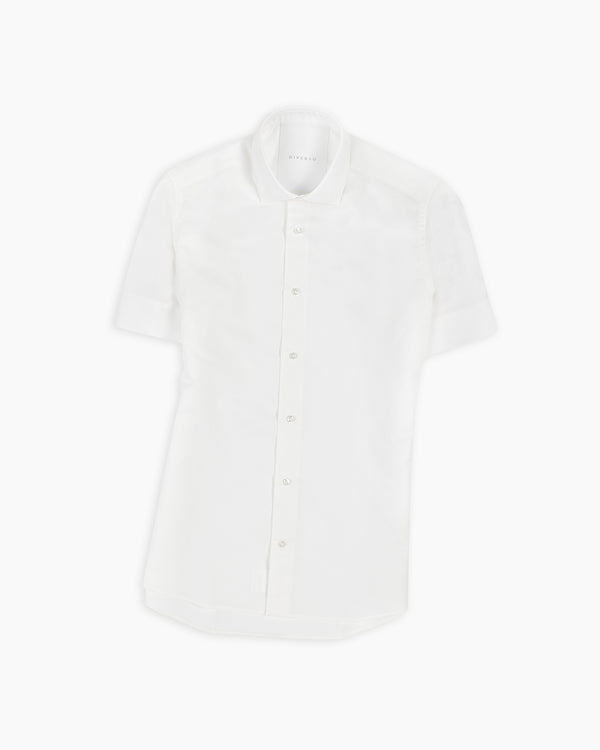 White Cotton-Linen Short Sleeve Shirt