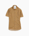 Caramel Hand-Drawn Floral Short Sleeve Shirt