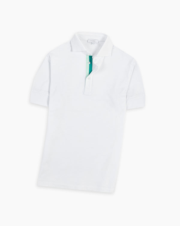 White Twin-Trim Short Sleeve Polo