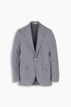 Misty Blue Seersucker Wool-Silk-Linen Blazer