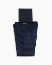 Navy Check Wool &amp; Cashmere Pant