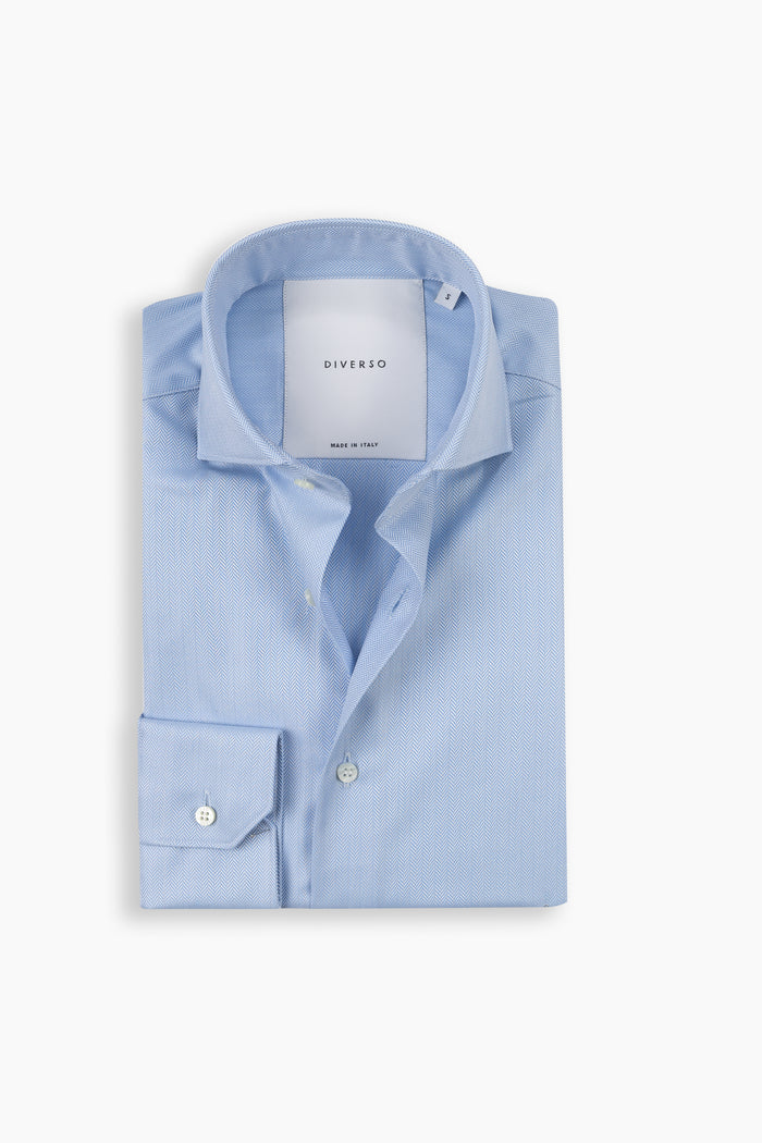 Sky Herringbone Luxury Shirt