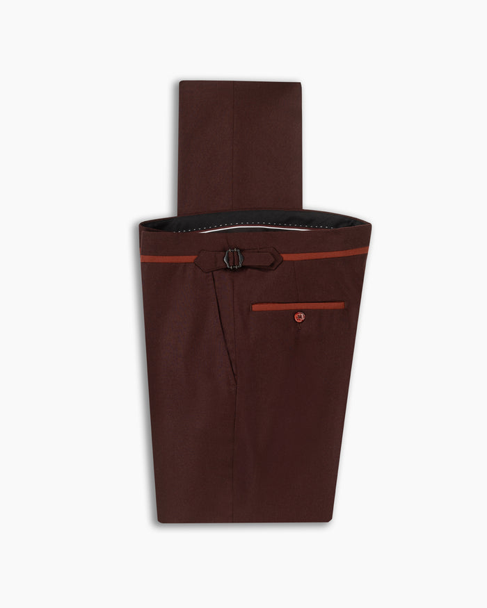 Burgundy Flannel Contrast Trim Pant