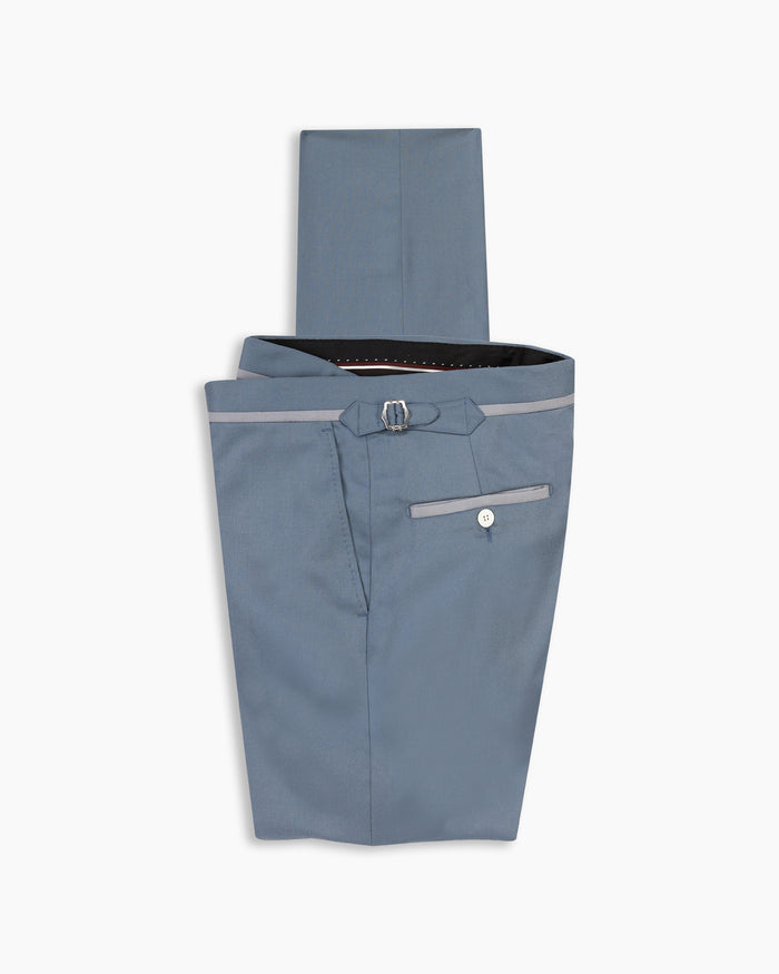 Dusty Blue Flannel Contrast Trim Pant