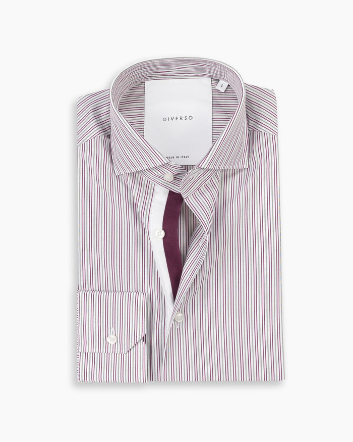 Burgundy Stripe Twin Trim Shirt