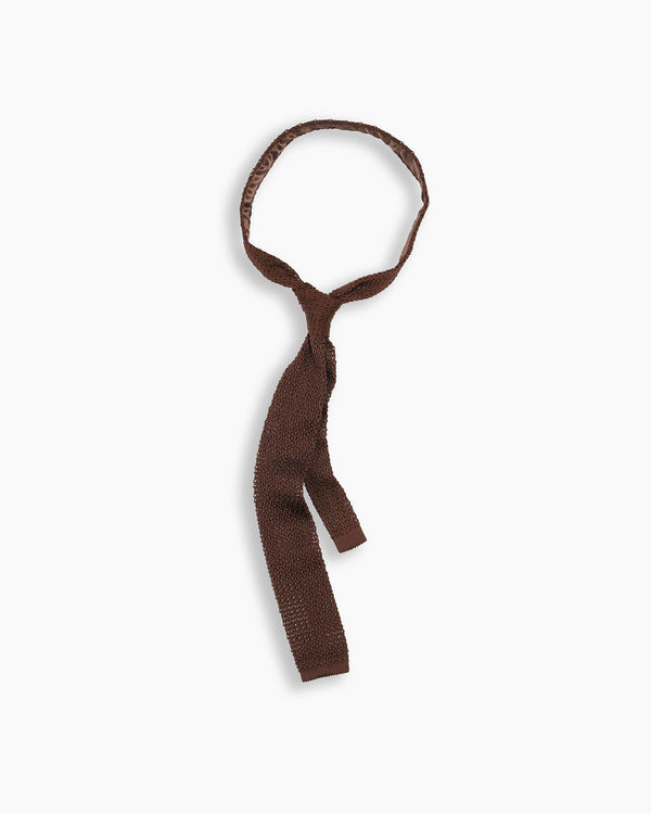 Chocolate Jacquard Knitted Silk Tie