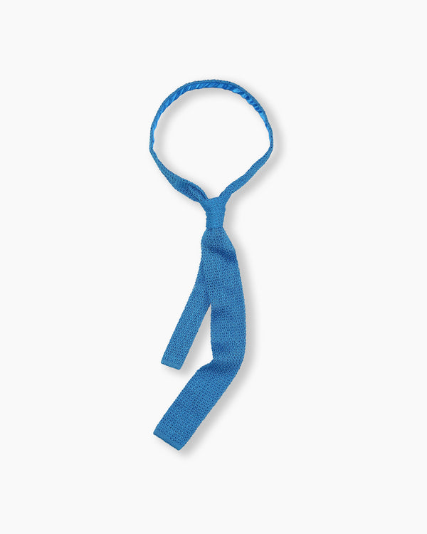 Capri Blue Jacquard Knitted Silk Tie