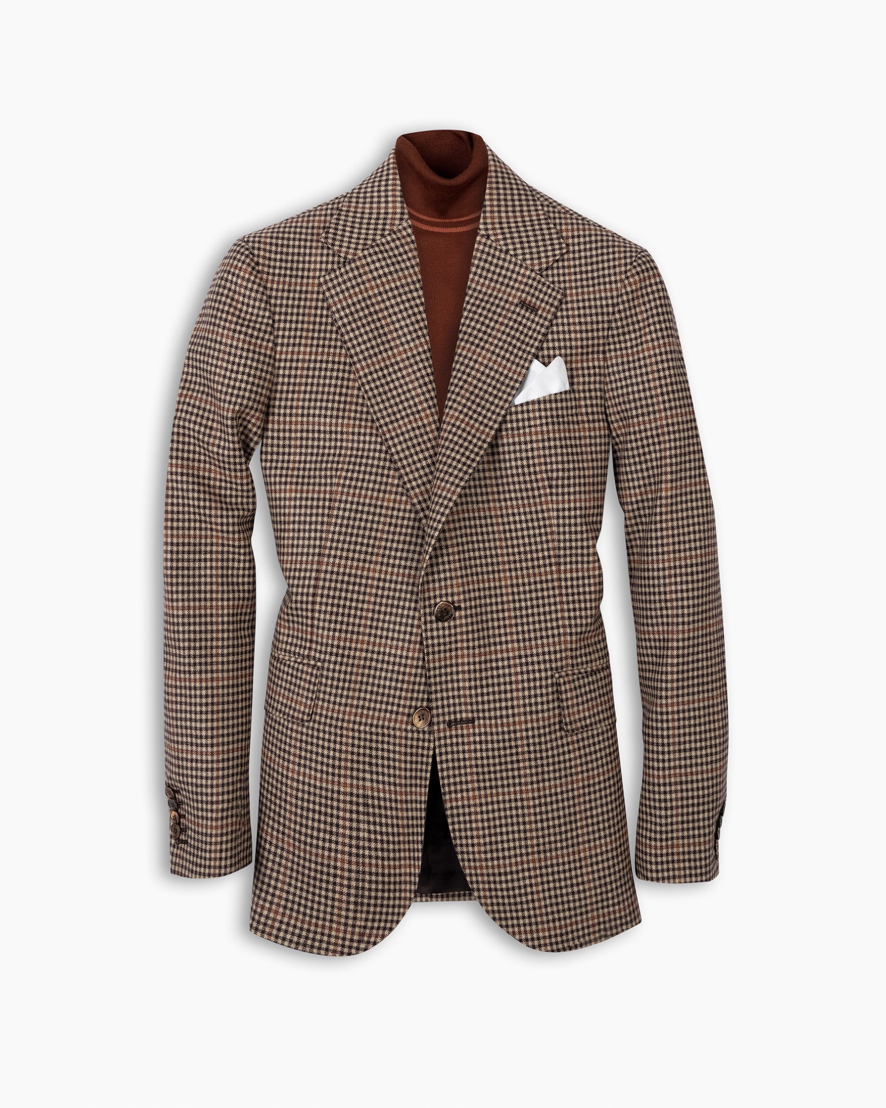 Brown & Ecru Check Notch Blazer