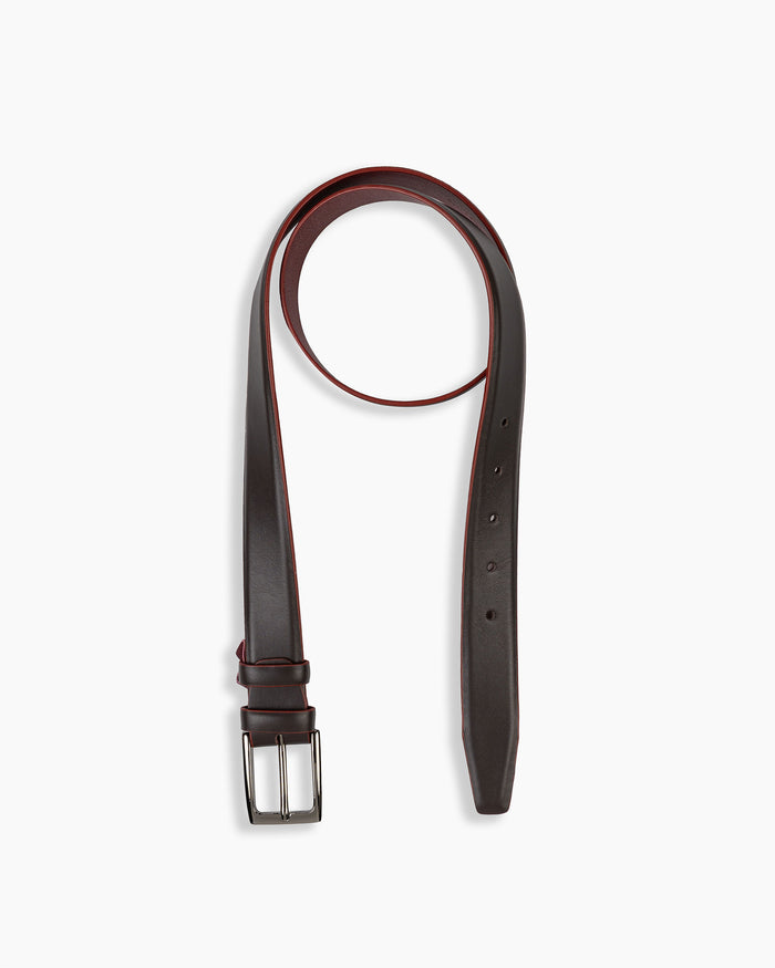 Chocolate Contrast Calf Leather Belt