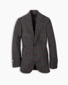 Grey & Brown Check Wool & Silk Blazer