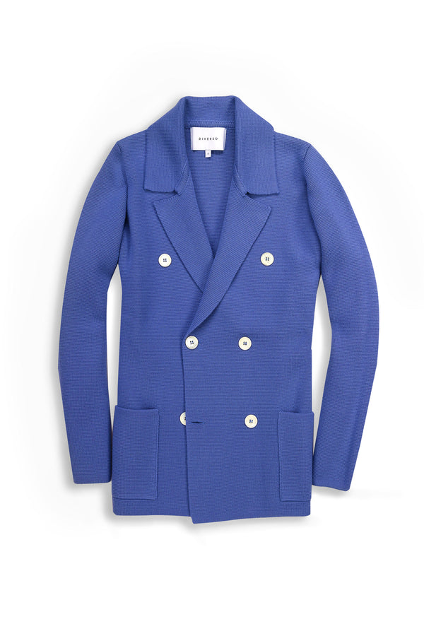 Azure Blue Knitted Merino Blazer