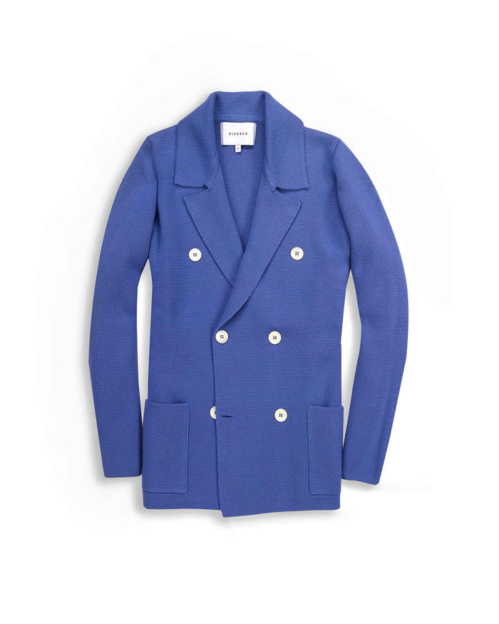 Azure Blue Knitted Merino Blazer
