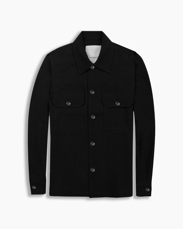 Black Seersucker Overshirt