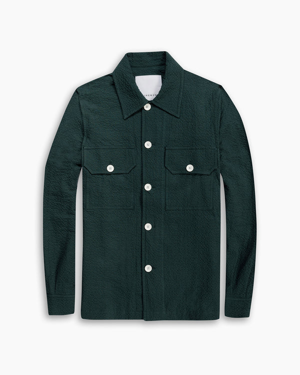 Bottle Green Seersucker Overshirt