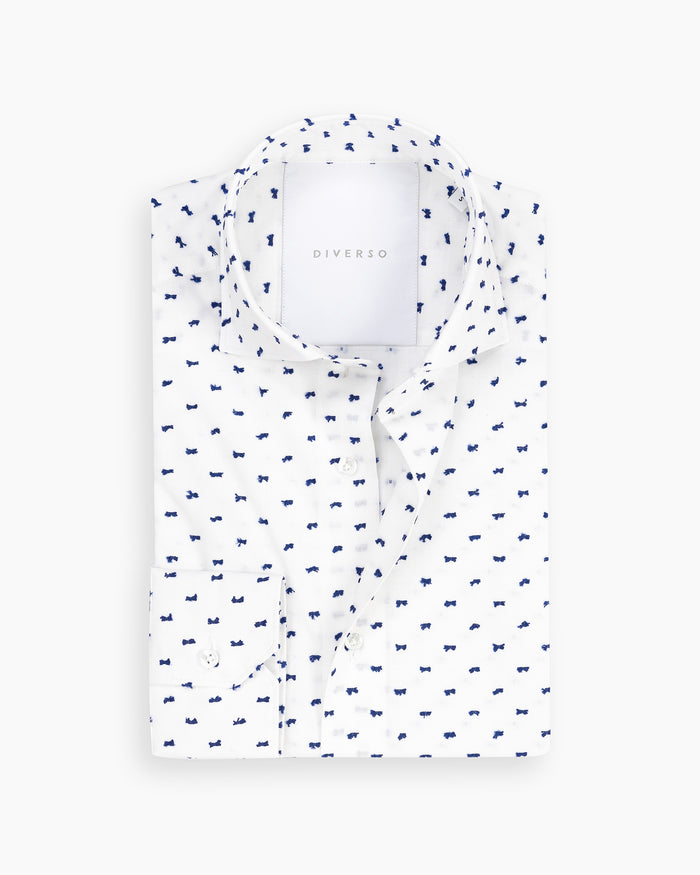 Navy Fleck Cotton Shirt