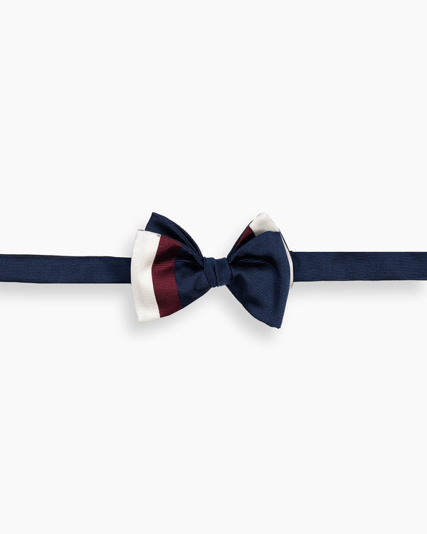 Navy Contrast Patchwork Handmade Bow Tie