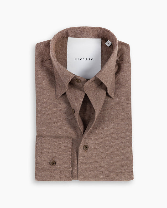 Warm Tan Cotton-Cashmere Nascosto Shirt