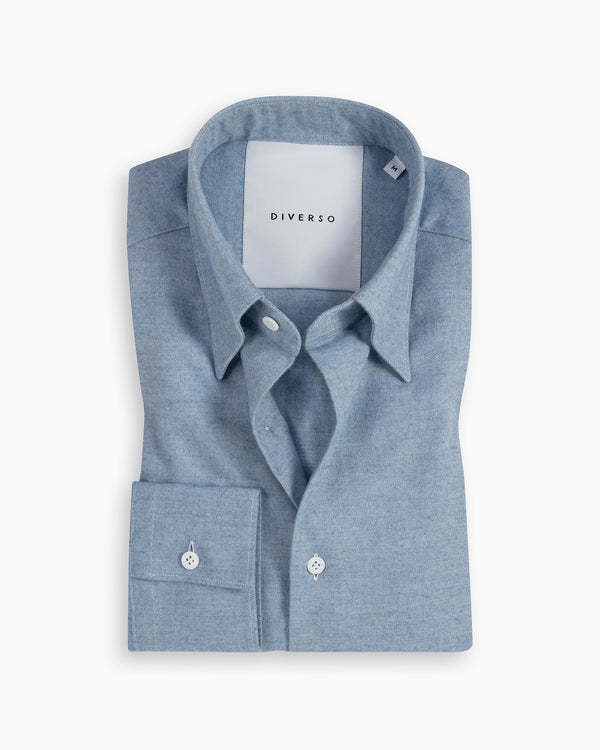 Sky Blue Cotton-Cashmere Nascosto Shirt