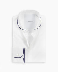 White &amp; Navy Piping Shirt