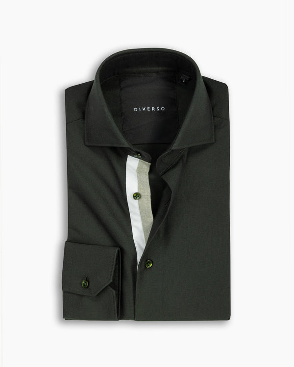 Forest Green Oxford Twin Trim Shirt