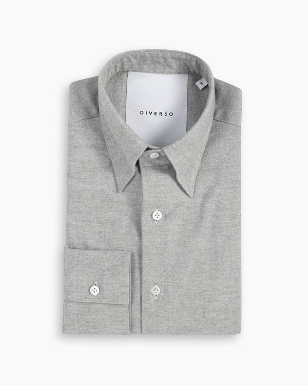 Pearl Grey Cotton-Cashmere Nascosto Shirt