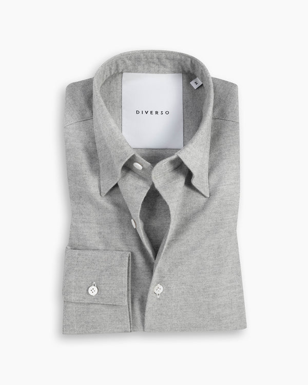 Pearl Grey Cotton-Cashmere Nascosto Shirt