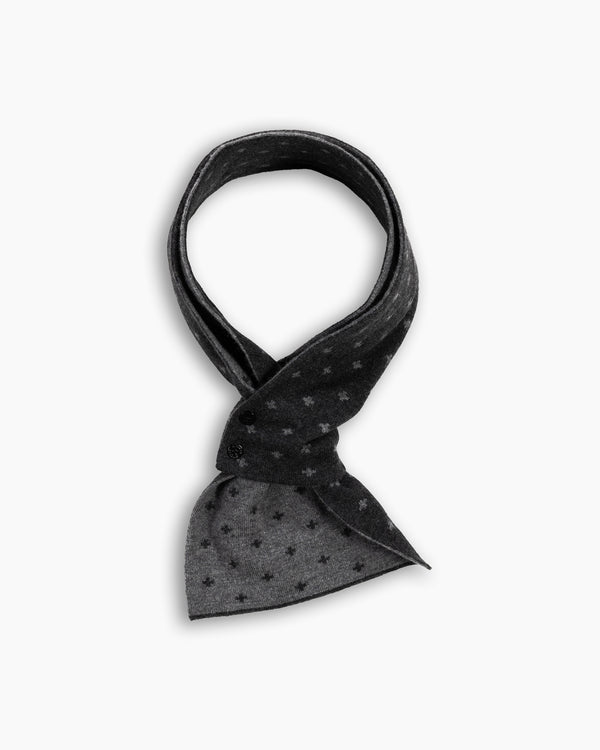 Dark Grey Cross Lambswool Mini Scarf