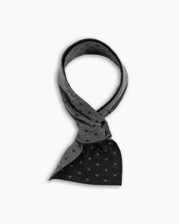 Dark Grey Cross Lambswool Mini Scarf