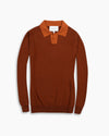 Rust Contrast Knitted LS Polo
