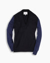 Navy Contrast Deep V Knit