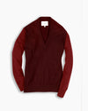 Burgundy Contrast Deep V Knit