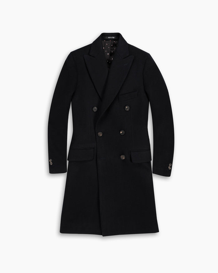 Black Wool Double Breasted Coat