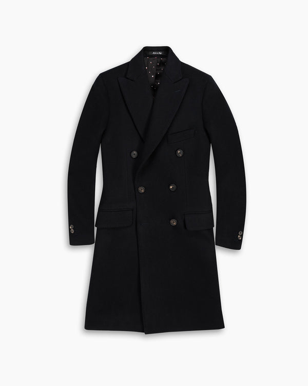 Black Wool Double Breasted Coat