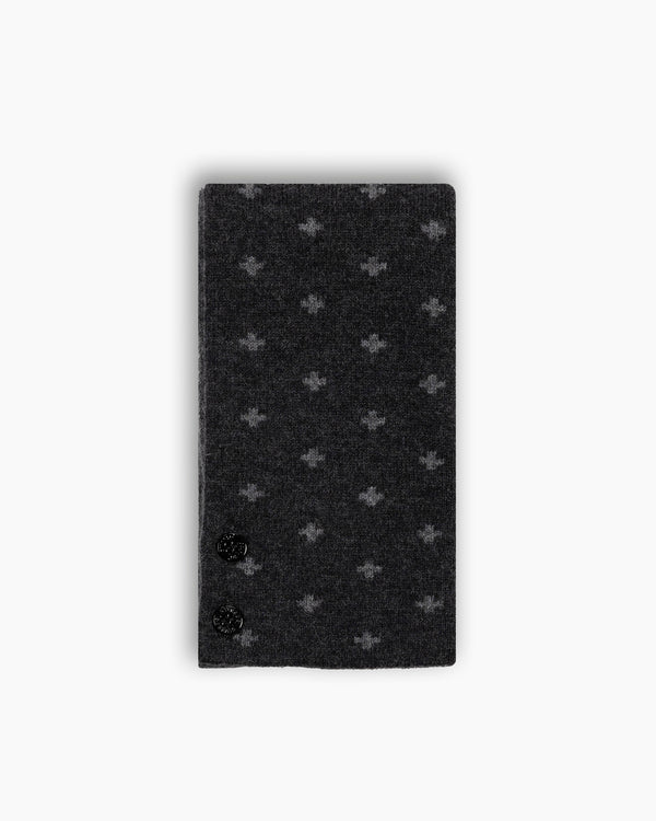 Dark Grey Cross Lambswool Mini Scarf